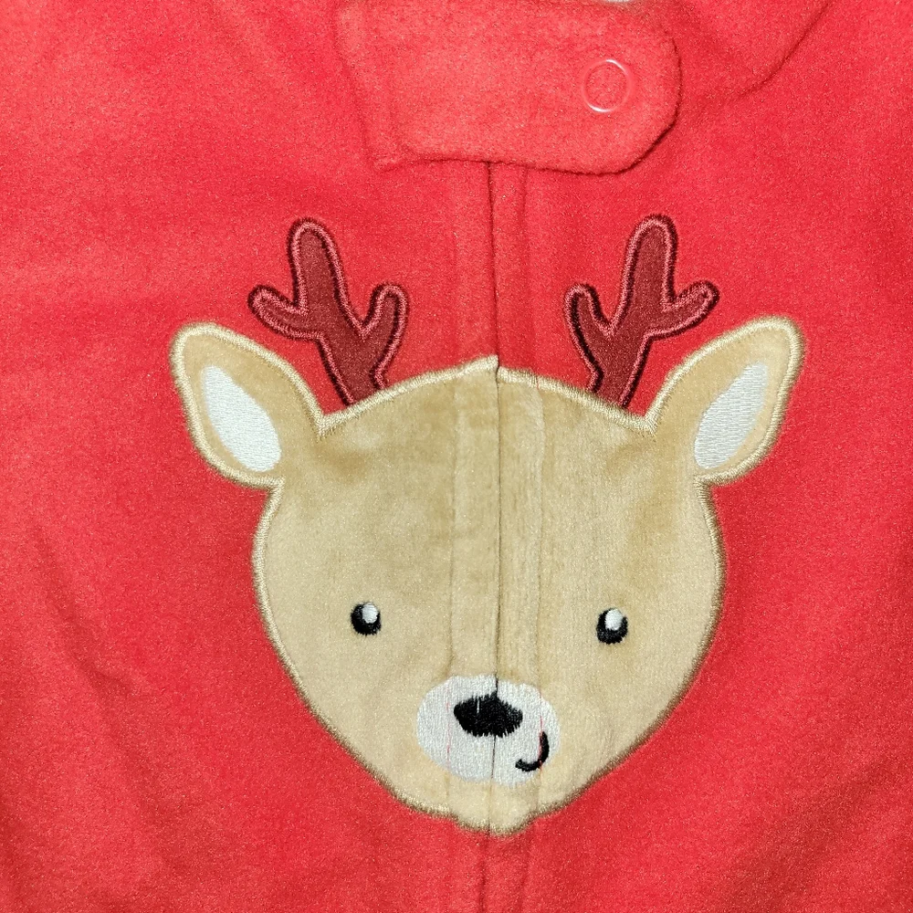 Carters 1-Piece Red Reindeer Sleeper Pajamas Size 9 Months New